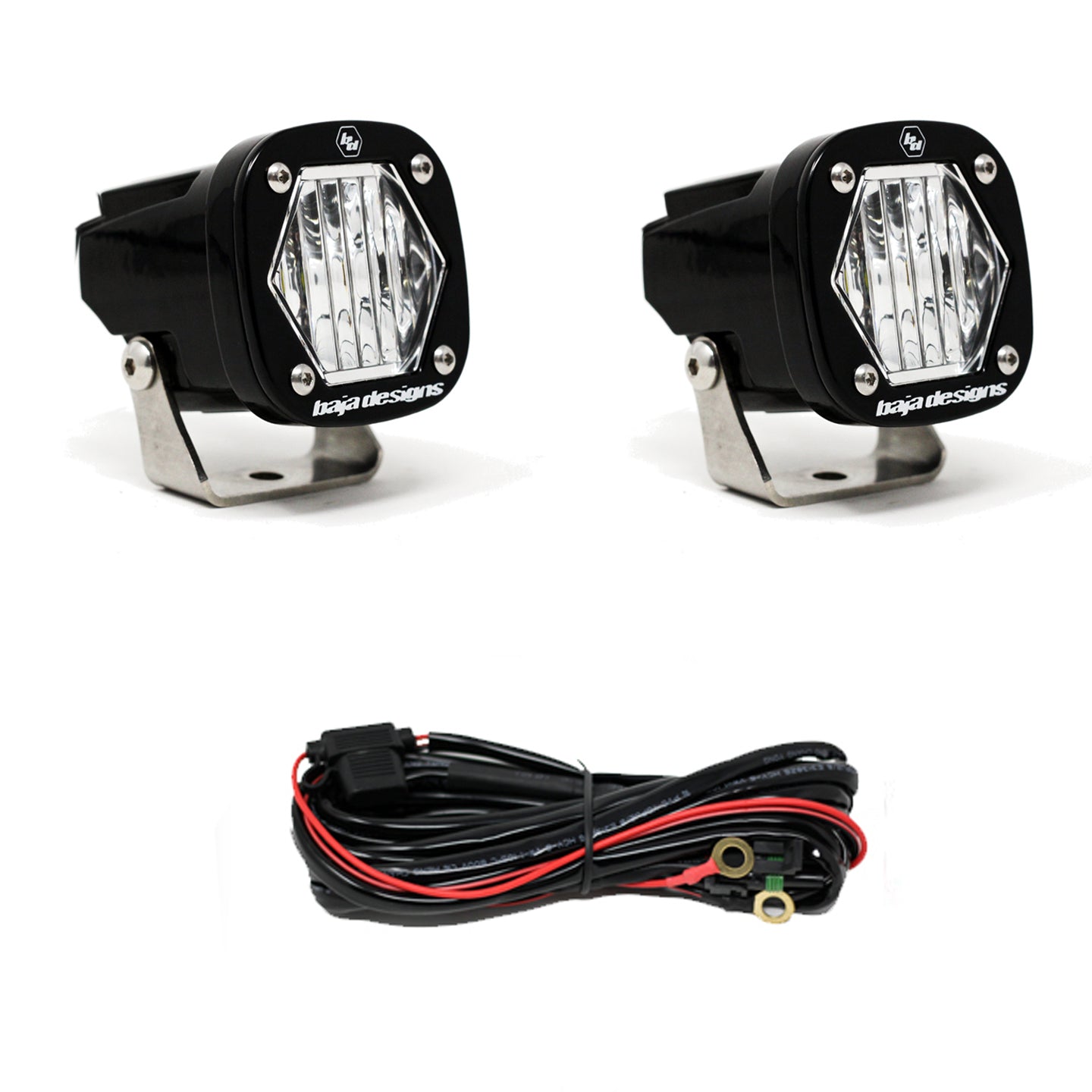 S1 Black LED Auxiliary Light Pod Pair Wide Cornering Clear 387805