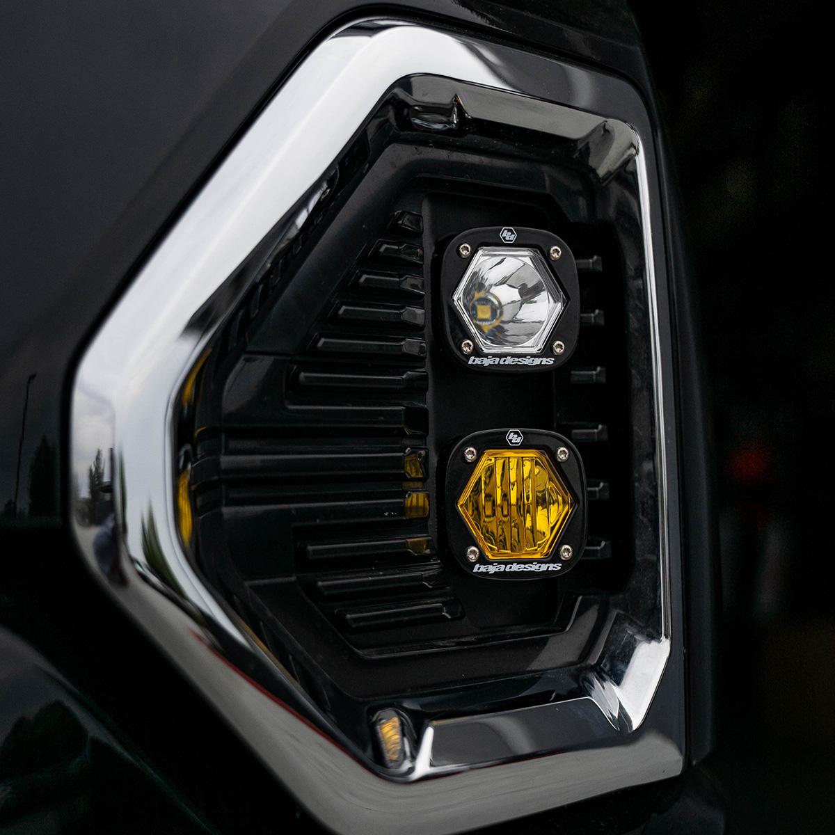 GMC S1 Dual Fog Pocket Light Kit - GMC 2019-22 Sierra 1500 Baja Amber/Clear 448084