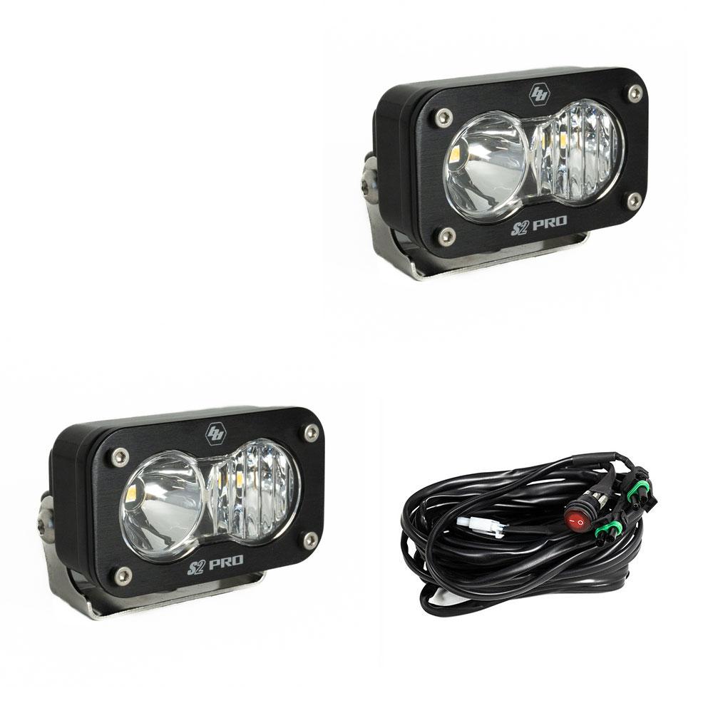 S2 Pro Black LED Auxiliary Light Pod Pair Driving/Combo Clear 487803