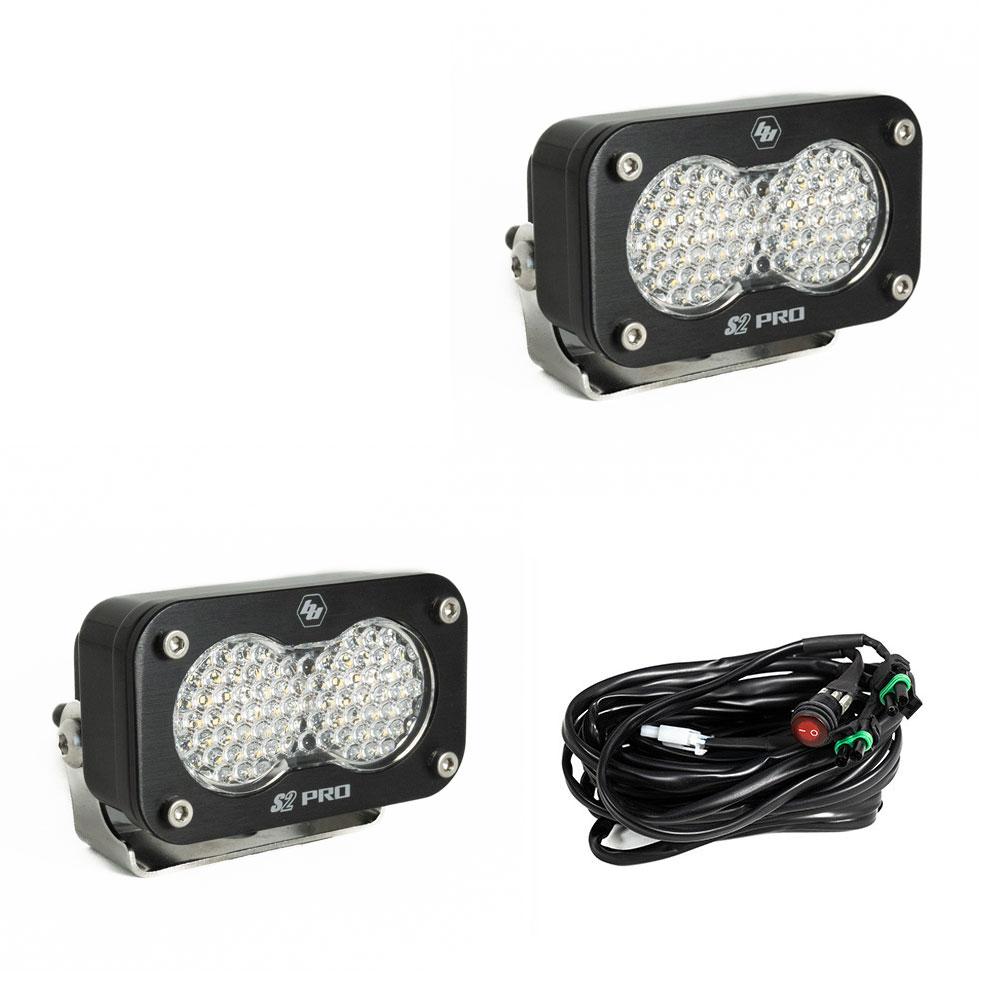 S2 Pro Black LED Auxiliary Light Pod Pair Work/Scene Clear 487806