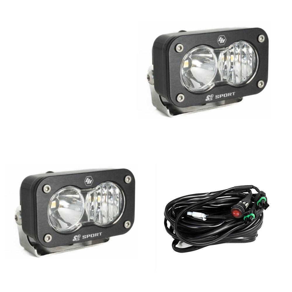 S2 Sport Black LED Auxiliary Light Pod Pair Driving/Combo Clear 547803