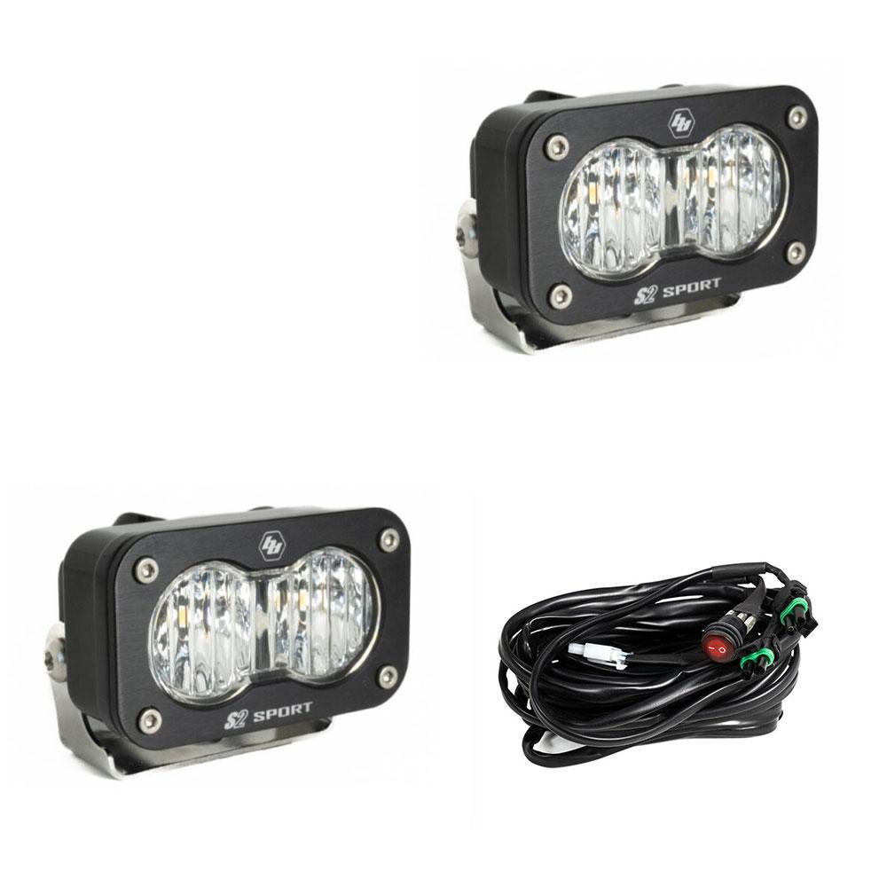 S2 Sport Black LED Auxiliary Light Pod Pair Wide Cornering Clear 547805