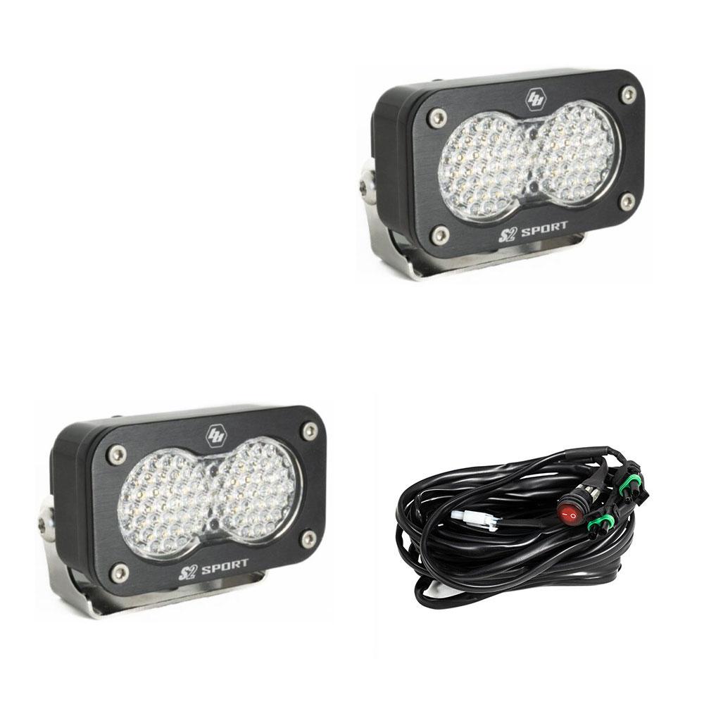 S2 Sport Black LED Auxiliary Light Pod Pair Work/Scene Clear 547806