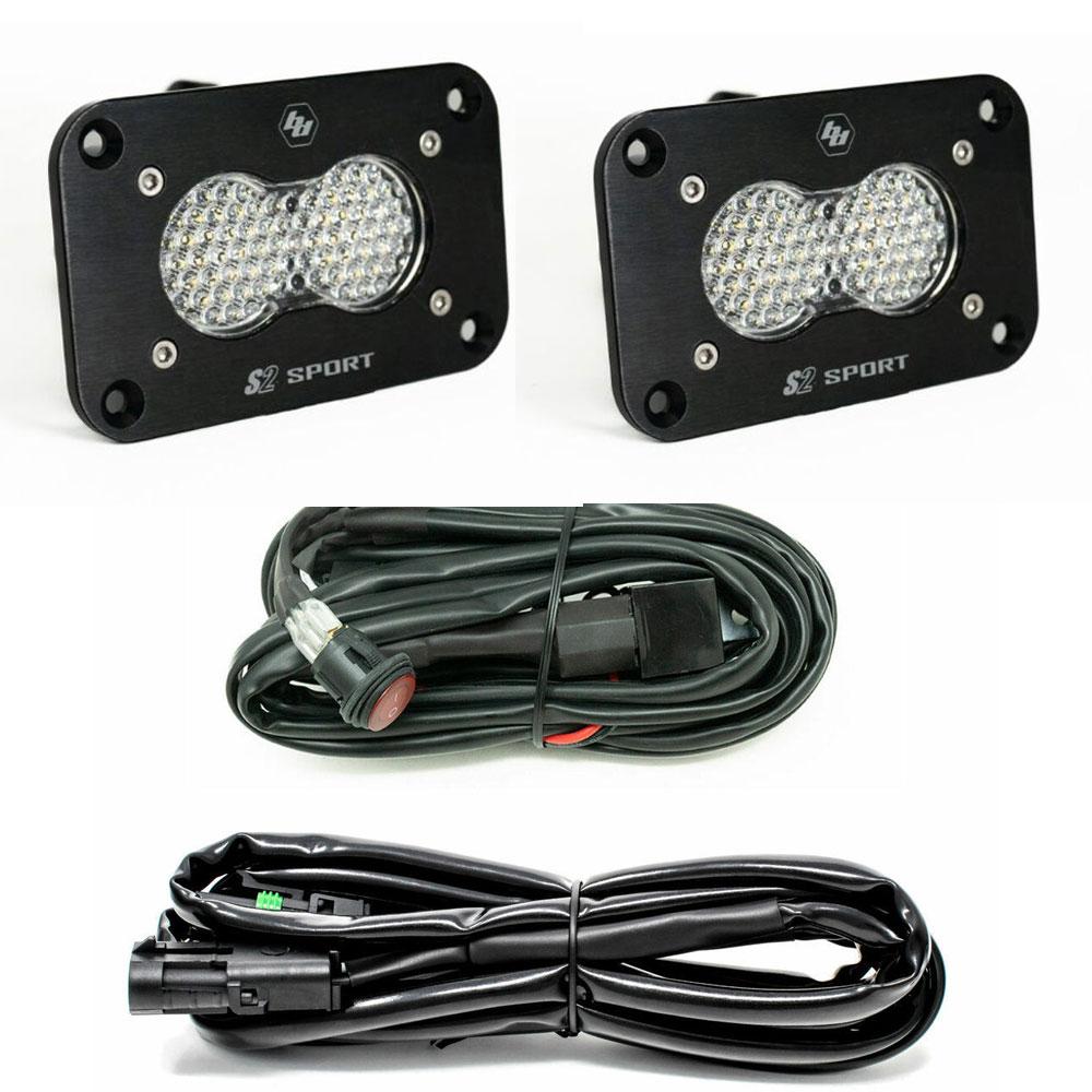 S2 Sport Black Flush Mount LED Light Pod Reverse Kit Work/Scene 547808