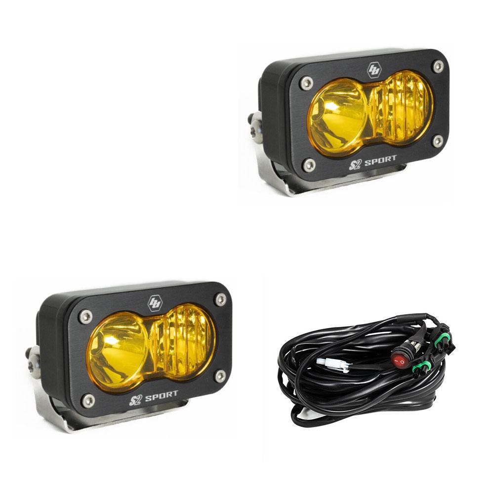 S2 Sport Black LED Auxiliary Light Pod Pair Driving/Combo Baja Amber 547813