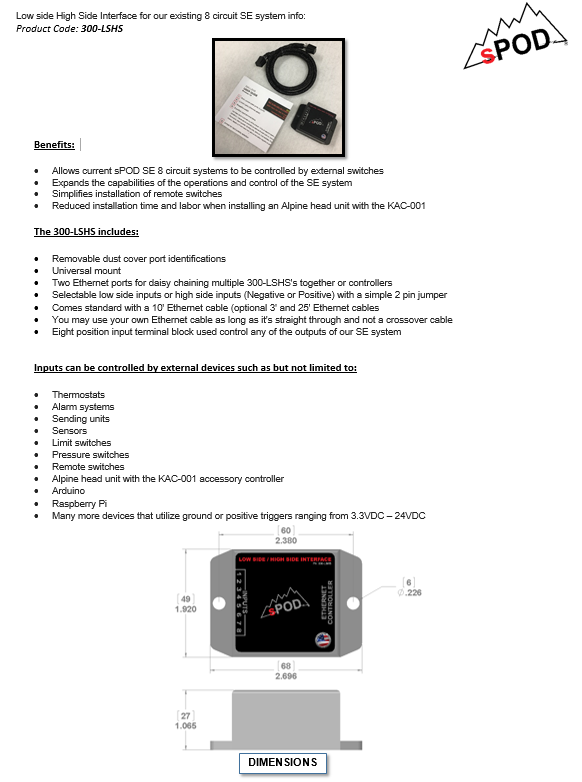 Low Side High Side Interface - Universal sPOD 860015-GNJV