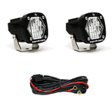 S1 Black LED Auxiliary Light Pod Pair Wide Cornering Clear 387805