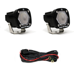 S1 Black LED Auxiliary Light Pod Pair Work/Scene Clear 387806