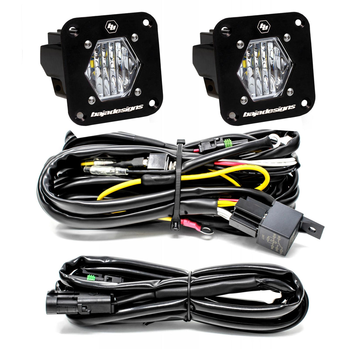 S1 Black Flush Mount LED Light Pod Reverse Kit Wide Cornering 387808