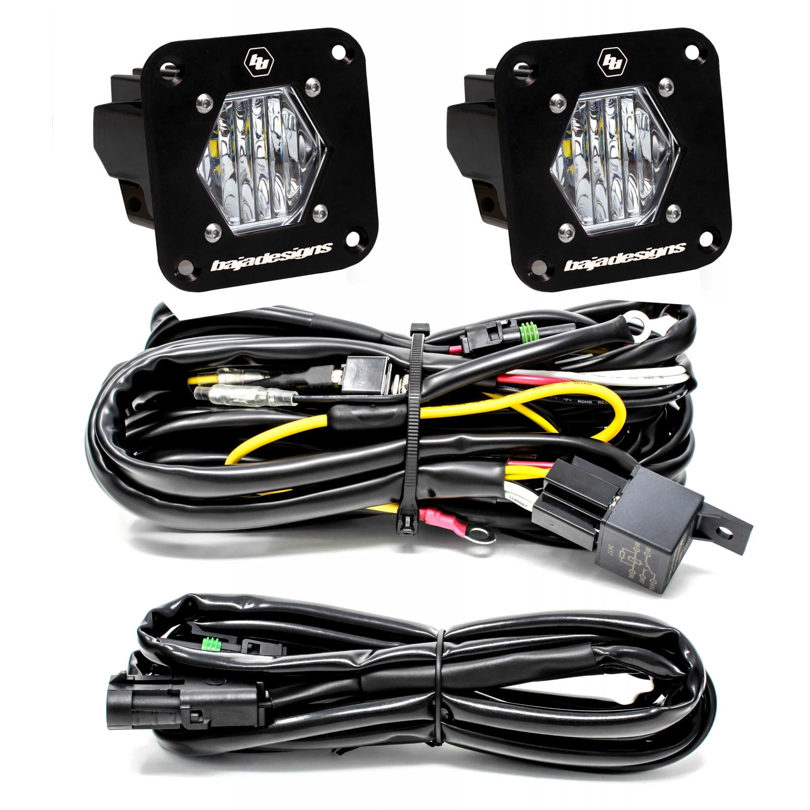 S1 Black Flush Mount LED Light Pod Reverse Kit Wide Cornering 387808