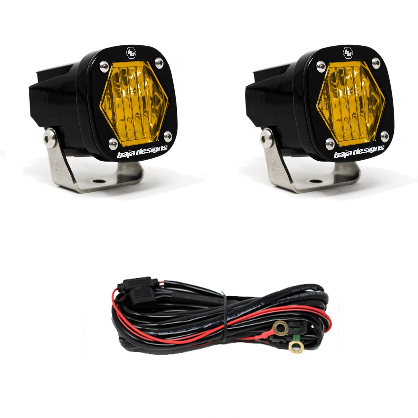 S1 Black LED Auxiliary Light Pod Pair Wide Cornering Baja Amber 387815