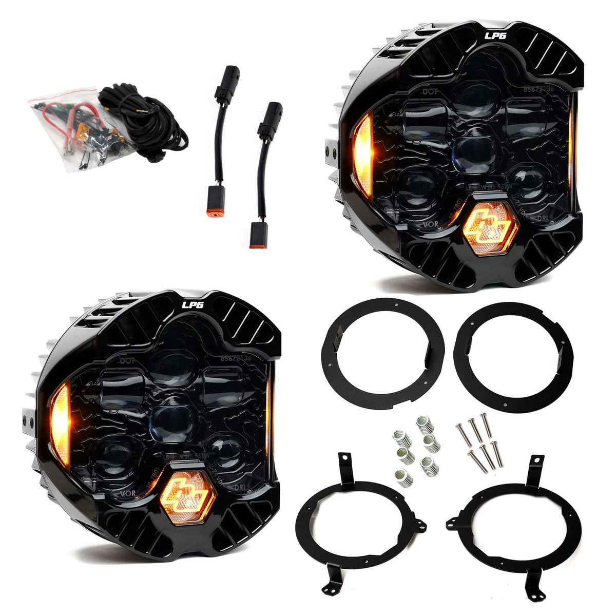 DOT LP6 LED Headlight Kit - Jeep 2018-2026 Wrangler JL; 2020-2026 Gladiator JT; NOTE w/Halogen Headlights Amber 44-8312