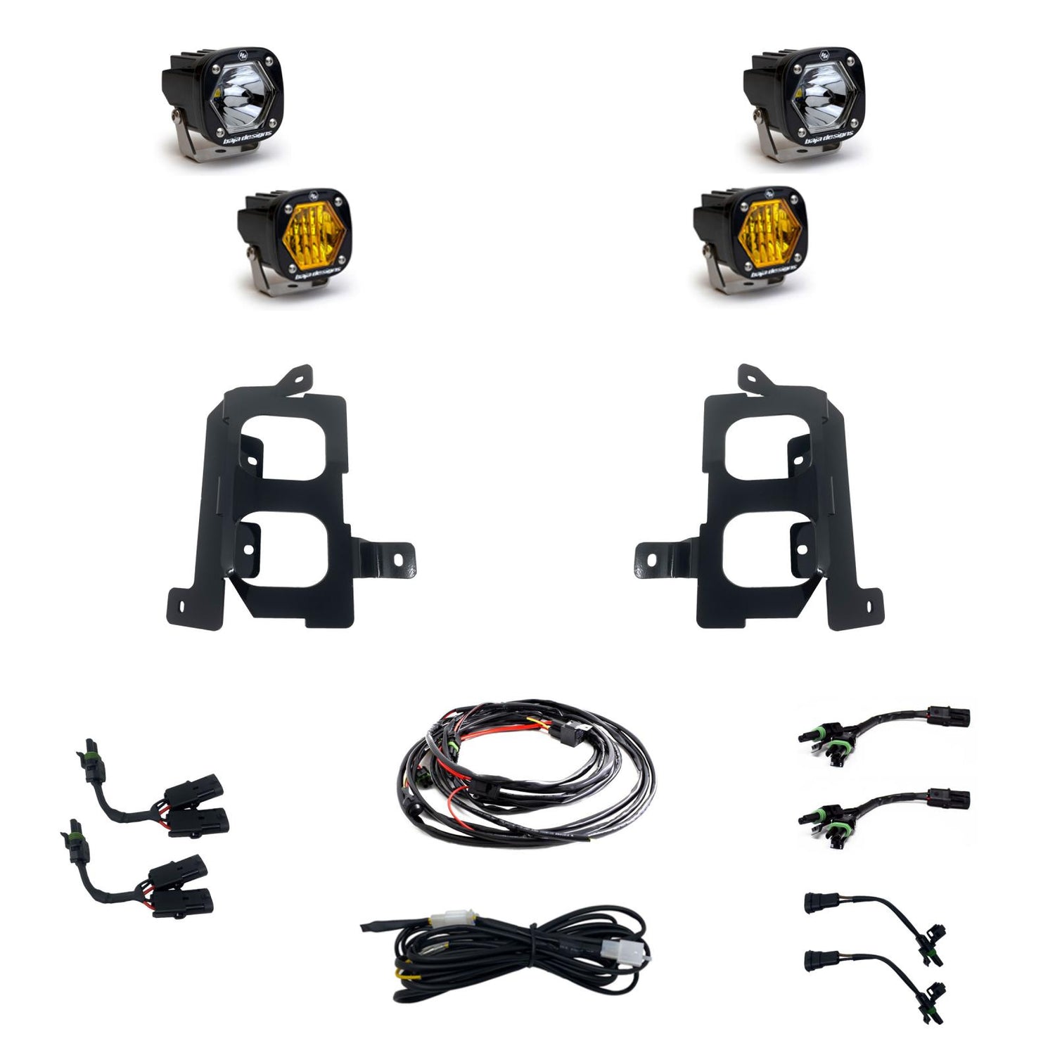GMC S1 Dual Fog Pocket Light Kit - GMC 2020-23 Sierra 2500HD/3500HD Baja Amber/Clear 447849