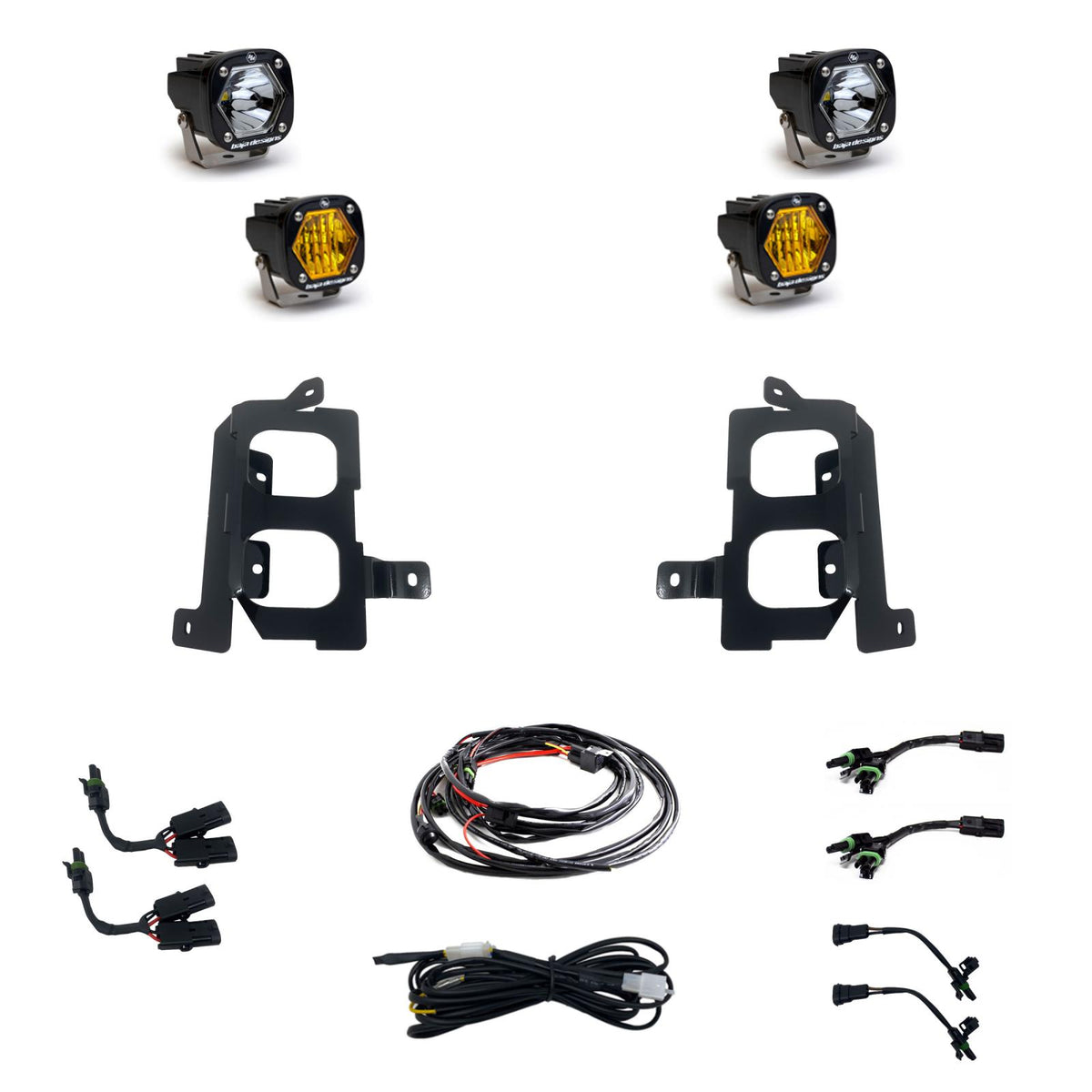 GMC S1 Dual Fog Pocket Light Kit - GMC 2019-22 Sierra 1500 Baja Amber/Clear 448084