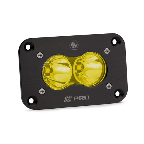 S2 Pro Black Flush Mount LED Auxiliary Light Pod Spot Baja Amber 481011