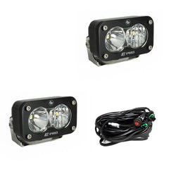 S2 Pro Black LED Auxiliary Light Pod Pair Driving/Combo Clear 487803