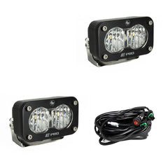 S2 Pro Black LED Auxiliary Light Pod Pair Wide Cornering Clear 487805