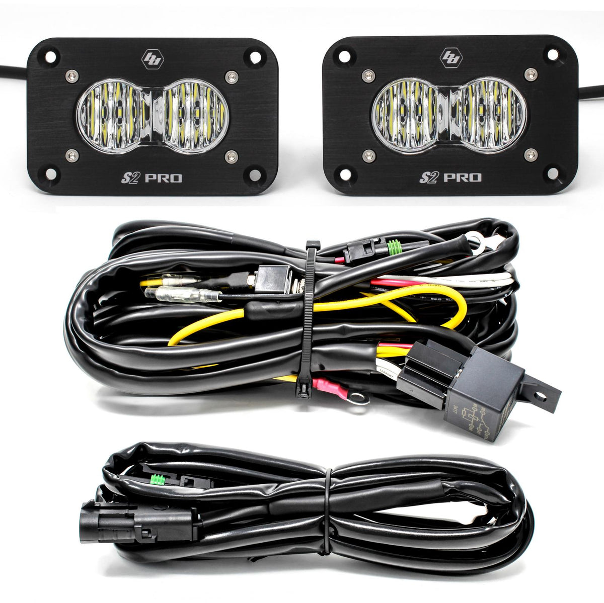 S2 Pro Black Flush Mount LED Light Pod Reverse Kit Wide Cornering 487807