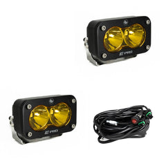 S2 Pro Black LED Auxiliary Light Pod Pair Spot Baja Amber 487811