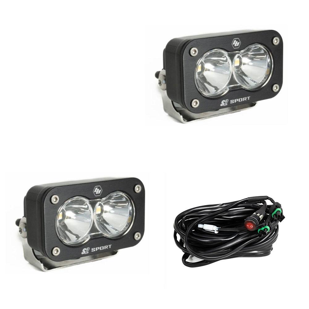 S2 Sport Black LED Auxiliary Light Pod Pair Spot Clear 547801