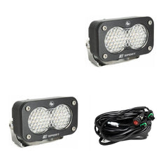 S2 Sport Black LED Auxiliary Light Pod Pair Work/Scene Clear 547806
