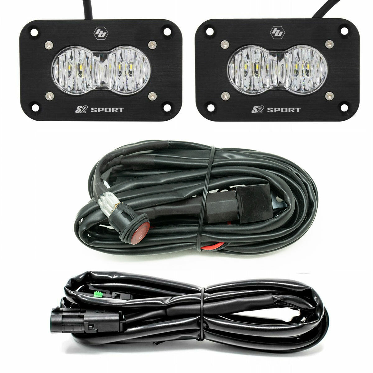 S2 Sport Black Flush Mount LED Light Pod Reverse Kit Wide Cornering 547807
