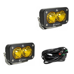 S2 Sport Black LED Auxiliary Light Pod Pair Spot Baja Amber 547811