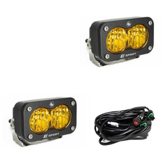 S2 Sport Black LED Auxiliary Light Pod Pair Wide Cornering Baja Amber 547815