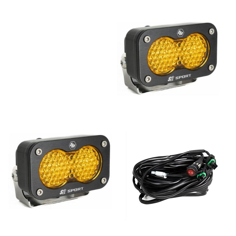 S2 Sport Black LED Auxiliary Light Pod Pair Work/Scene Baja Amber 547816