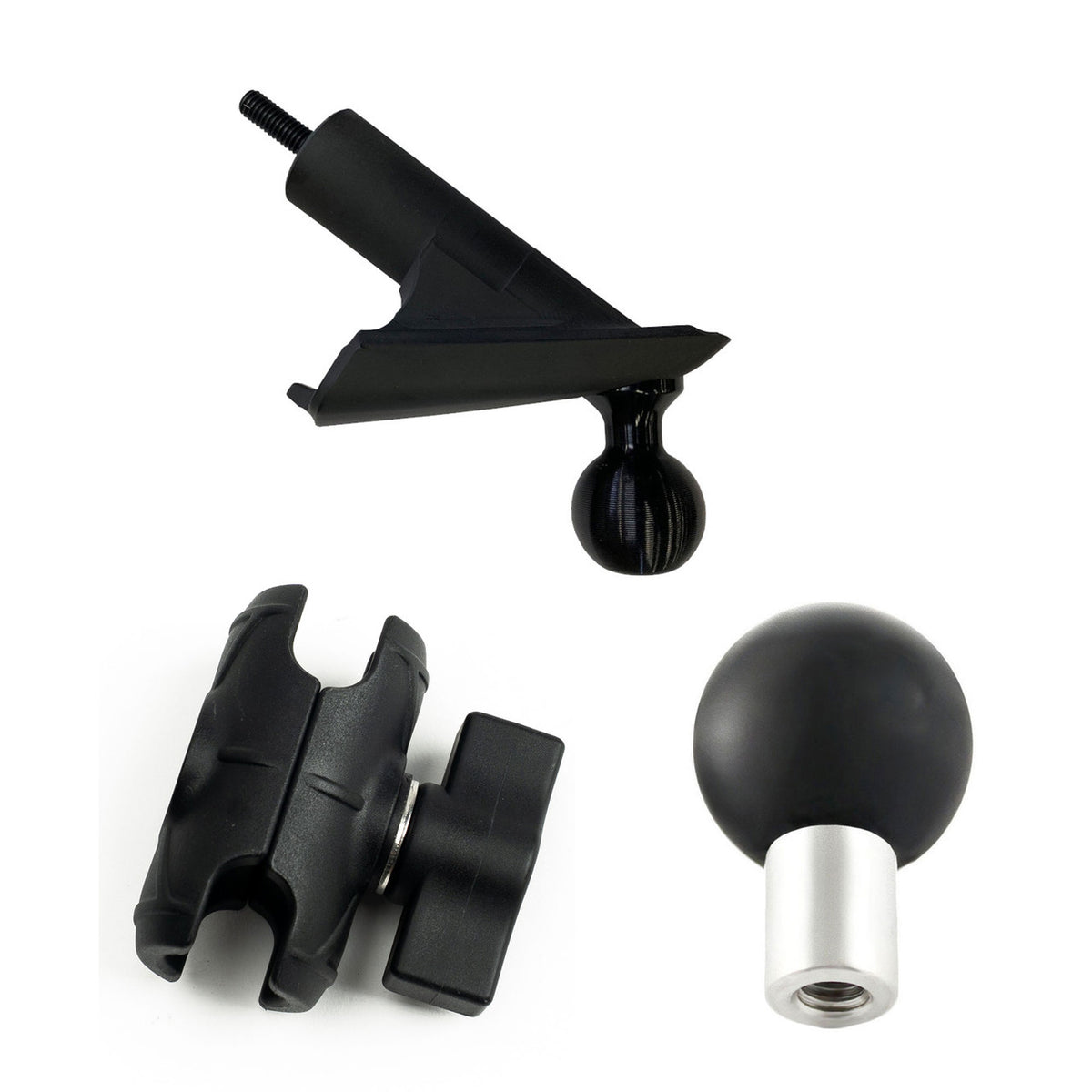 CMM A-Pillar Ball Mount/Double Socket Short Arm Extension/1-inch Ball Mount Package for sPOD Controllers - Jeep JL/JT 2018-23 200244_860245_860215_kit