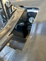 view from top showing bracket installed with radiator in background