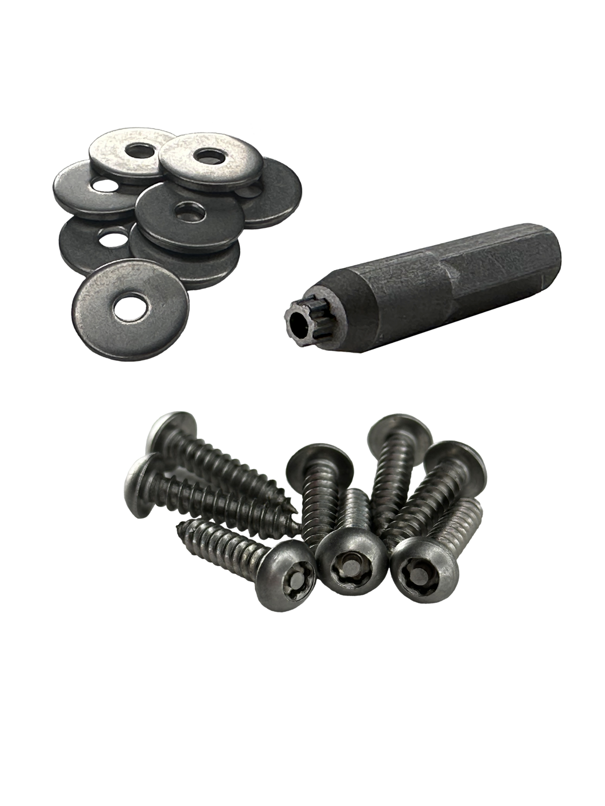 CoverGuard Security TailGate Fastener Kit - stainless steel screws, washers, and drive bit for Ford trucks